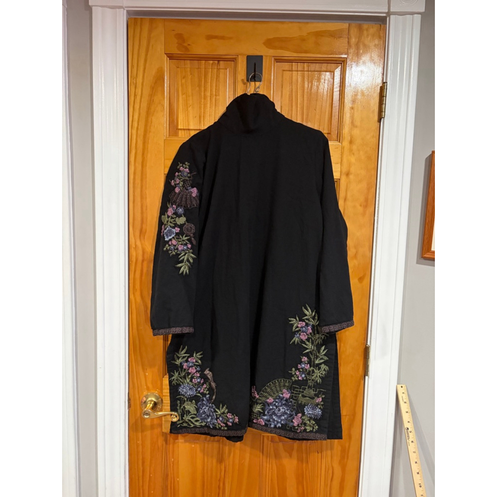 Maria B Black Embroidered Tunic Dress Kurta L Floral Boho Luxe Modest